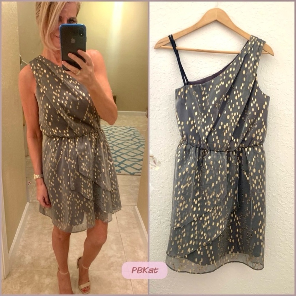 BCBG Pewter and Gold Cocktail Dress - Picture 1 of 11